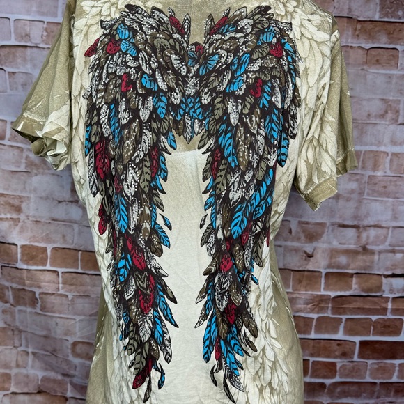 Affliction Women’s Graphic Short Sleeve V-Neck -Size: Large -NWT - Picture 9 of 12